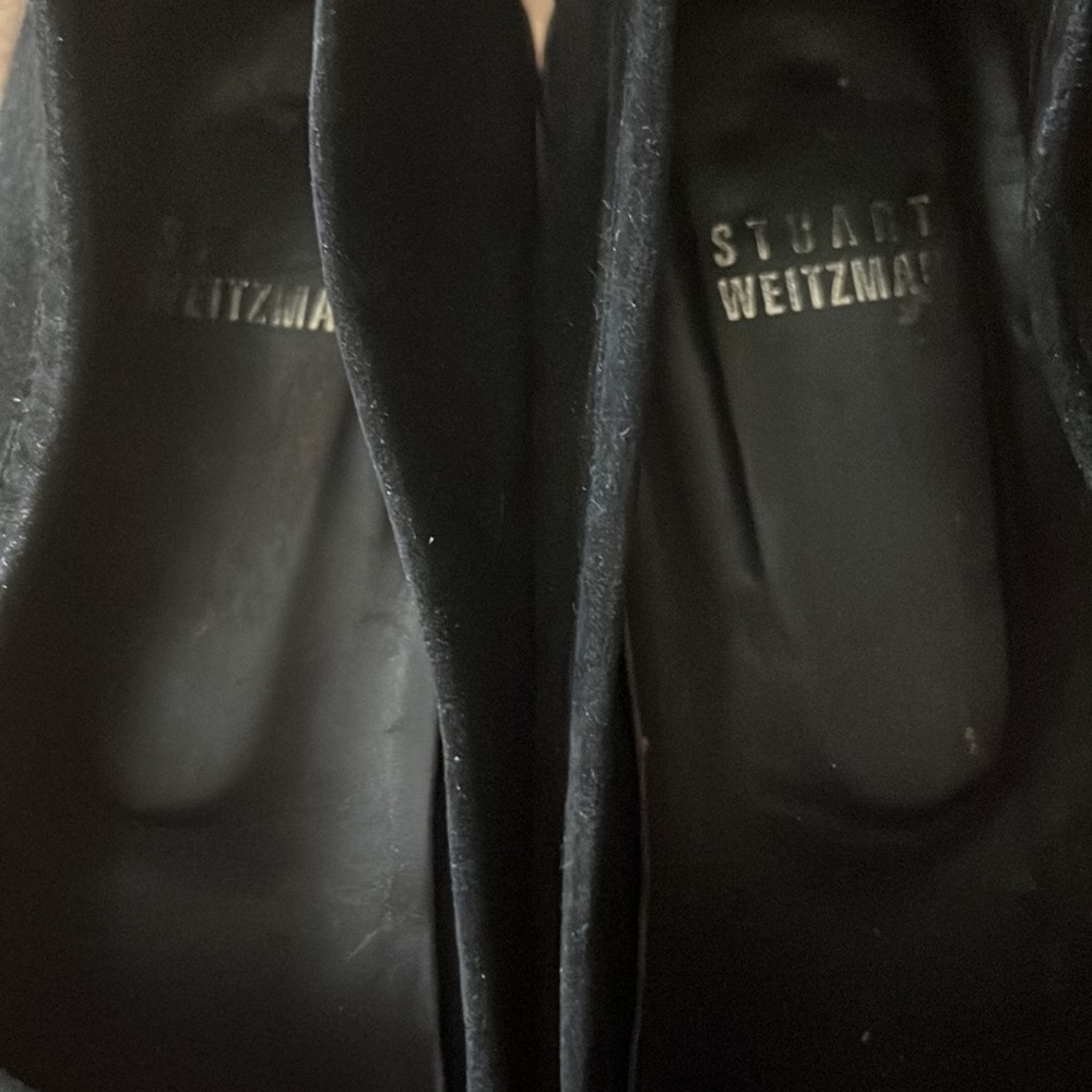 Stuart Weitzman black loafer flat moccasin embossed snake suede - Picture 4 of 6